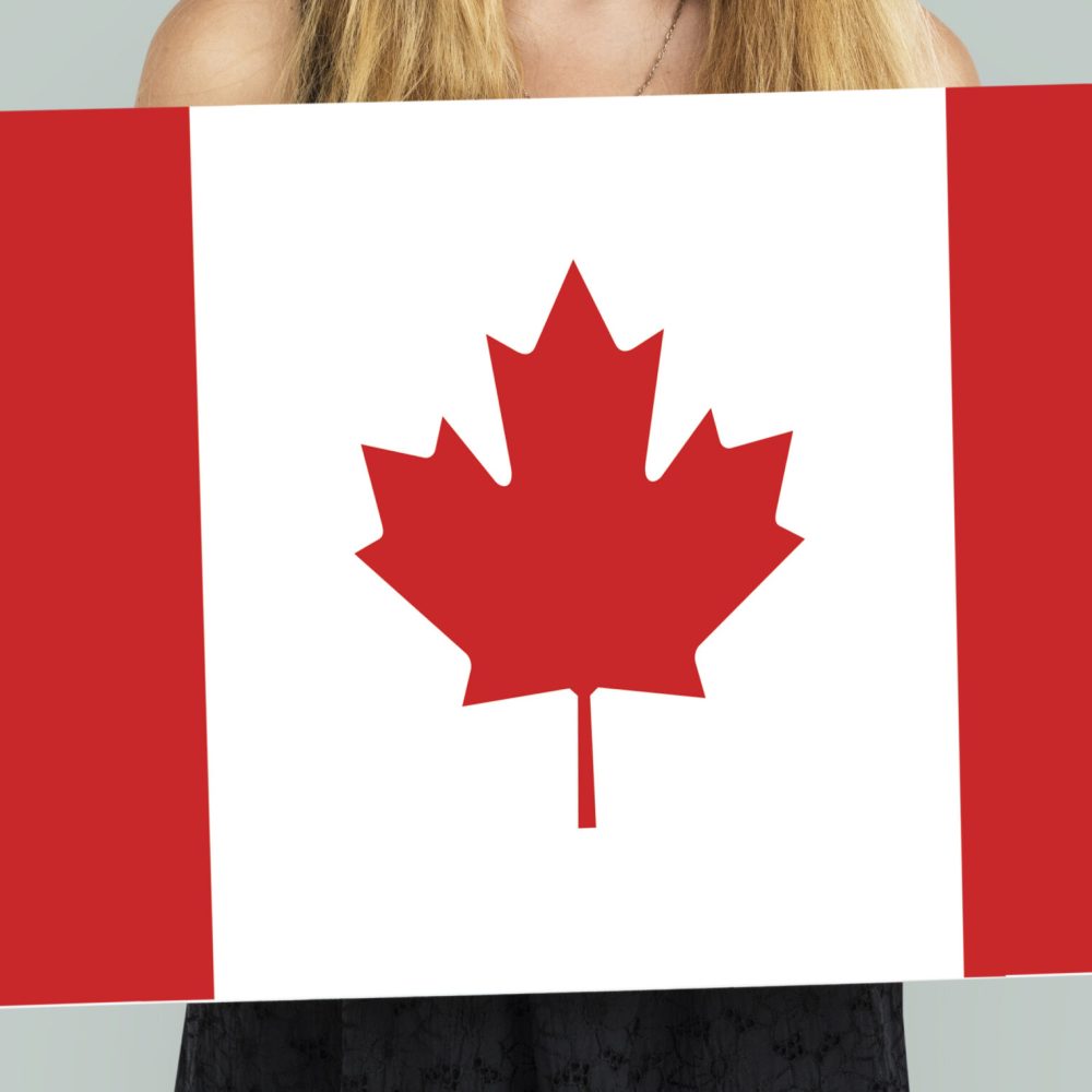 Woman Hands Hold Canada Flag Patriotism